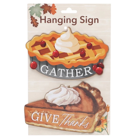 New Thanksgiving Wooden Hanging Pies Wall Decorations, 2-ct. 6x3-in. - Picture 4 of 5